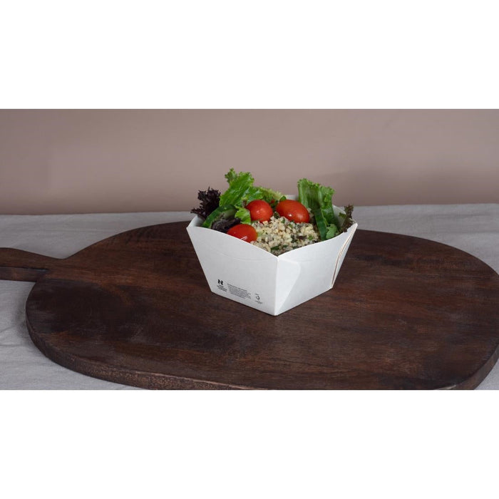 Notpla Square Open Takeaway Boxes 550ml - White (Pack 500) Notpla