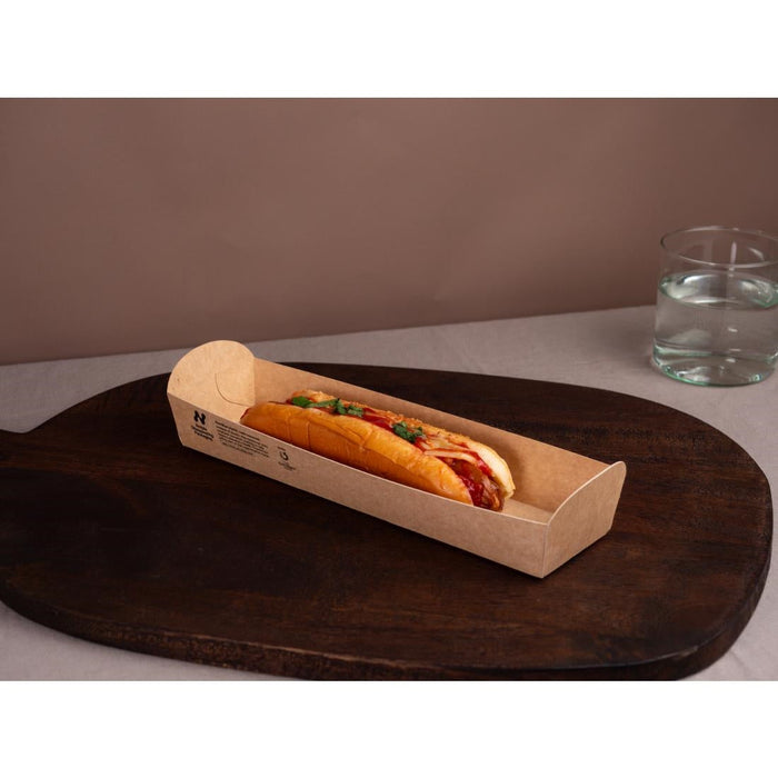 Notpla 10"x3" Hotdog Trays - Kraft (320 Pack) Notpla