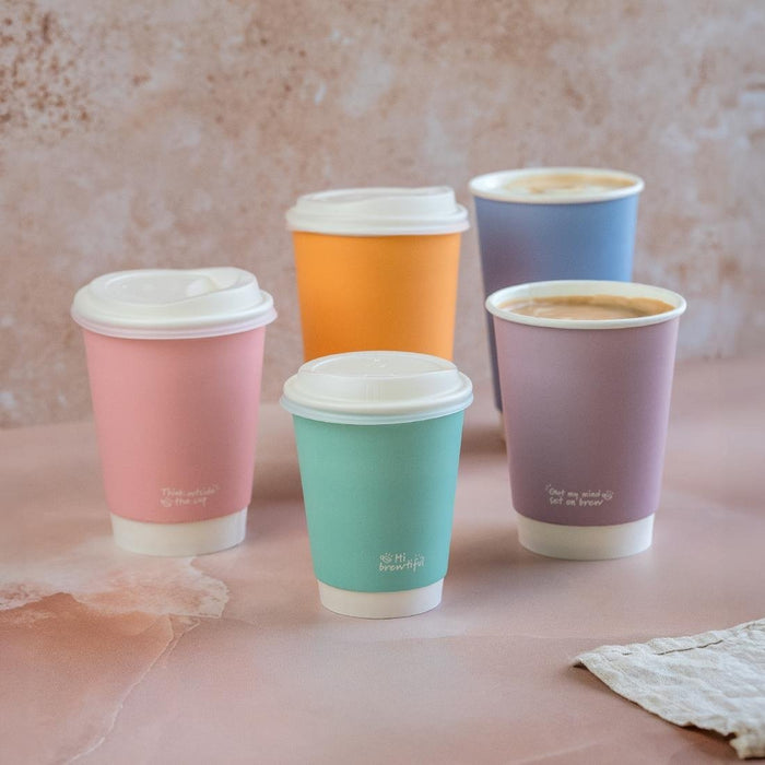 Vegware Feel Good Double Wall Pastel Hot Cups 16oz (400 Pack) Vegware
