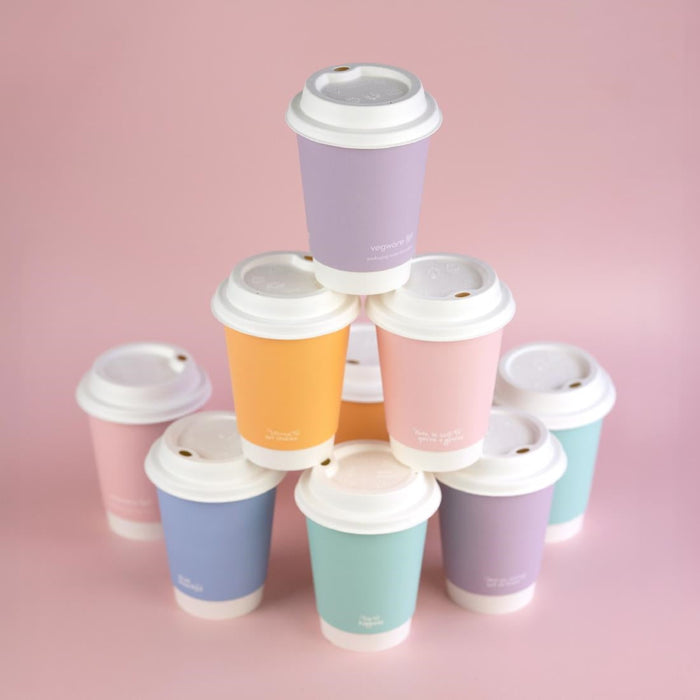 Vegware Feel Good Double Wall Pastel Hot Cups 12oz (500 Pack) Vegware