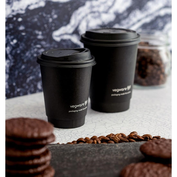 Vegware 79-Series CPLA Hot Cup Lids Black (1000 Pack) Vegware