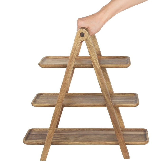 Olympia Acacia Wood 3-Tier Serving Trays with Display Stand Olympia