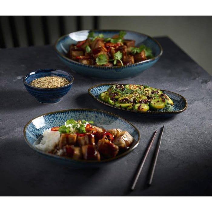 Churchill Envisage Cascade Sapphire Blue Natural Oblong Plates 260x150mm (6 Pack) Churchill Super Vitrified