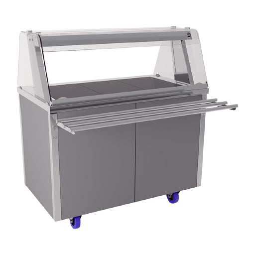 Capacity: 3x 1/1 GN. With sneeze screen & drop down round tube trayslide