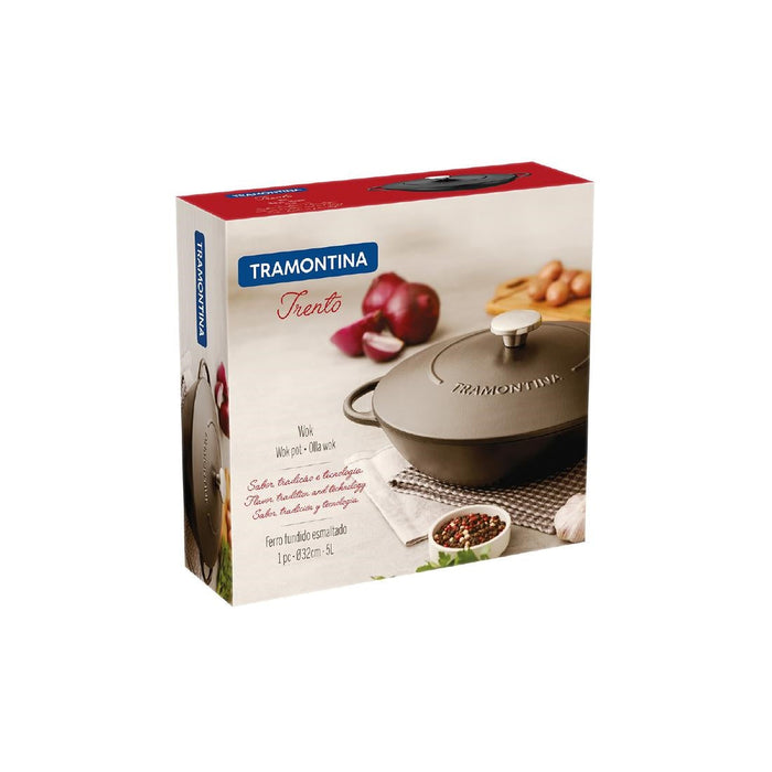 Tramontina Enamel Cast Iron Wok 32cm Tramontina