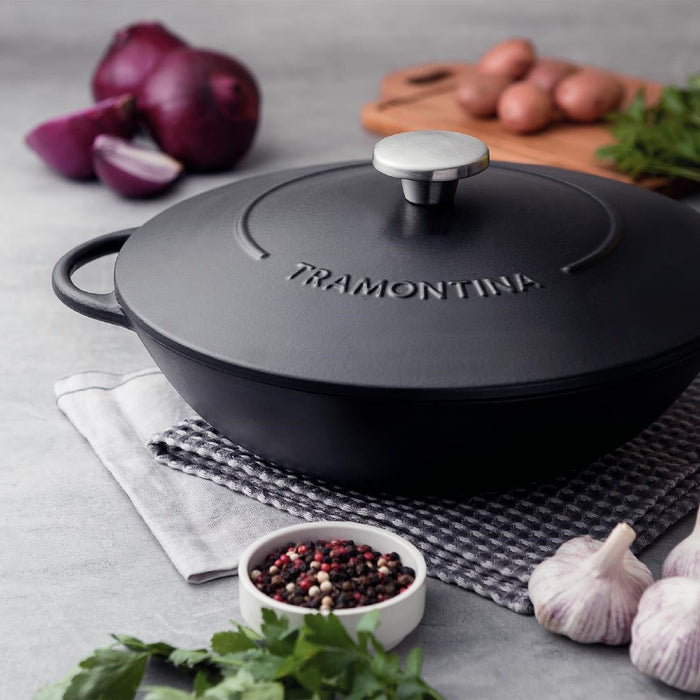 Tramontina Enamel Cast Iron Wok 32cm Tramontina