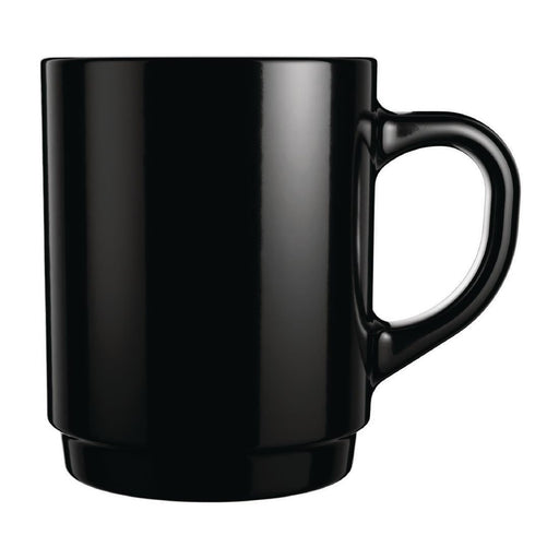 Arcoroc Opal Stackable Mugs Black 250ml (6 Pack) Luminarc