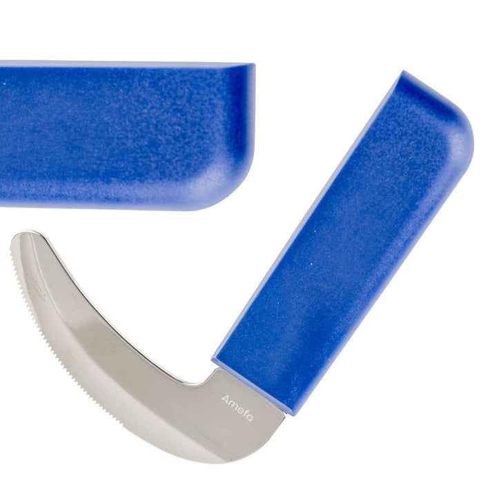 140(L)mm. 18/10 Stainless Steel. Blue Polypropylene Handles