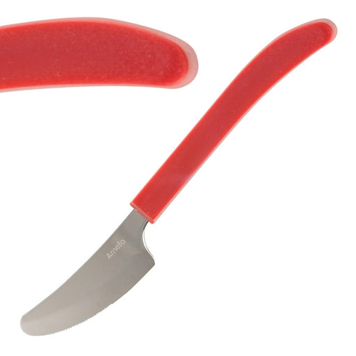 194(L)mm. 18/10 Stainless Steel. Red Polypropylene Handles