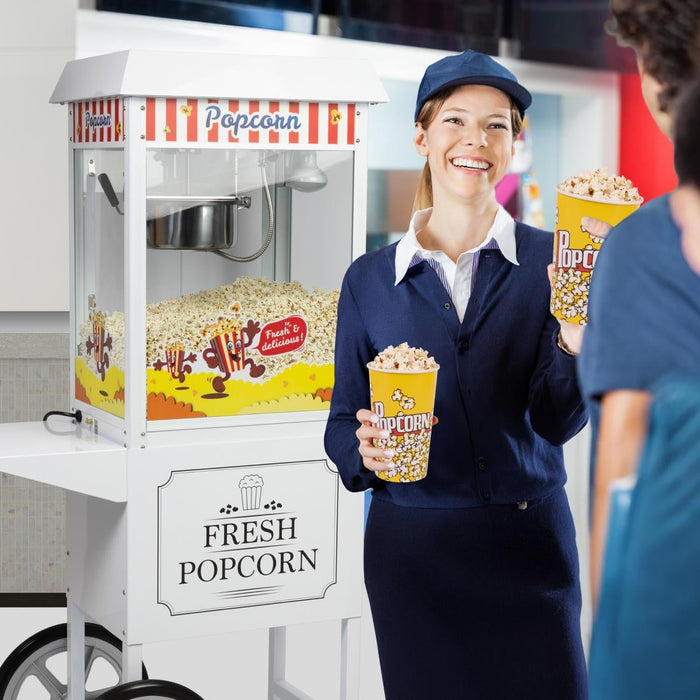 Haxro HX8837 Popcorn Machine and Cart White Haxro