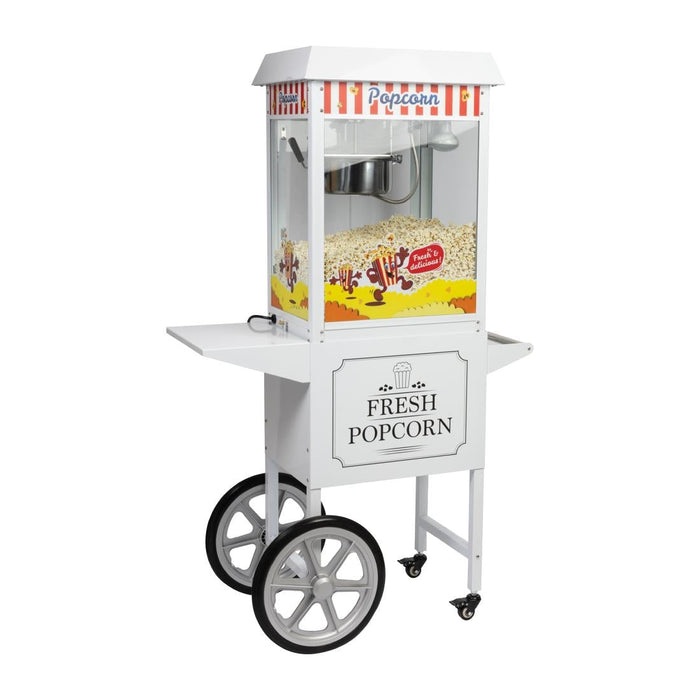 Haxro HX8837 Popcorn Machine and Cart White Haxro