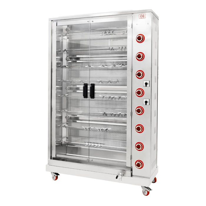 Natural Gas. 47kW. Capacity: 48x birds on 8 spits