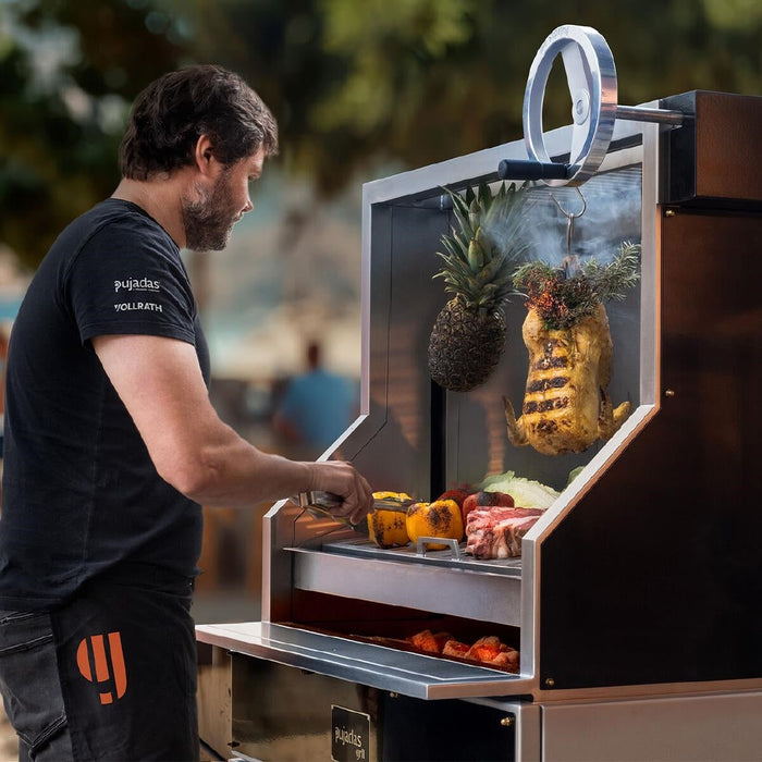 Pujadas Open Grill with V-Shaped Bars and Mobile Cabinet 8581011B Pujadas