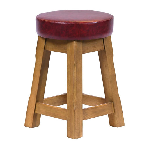 Everyday Wessex Weathered Oak Low Stool with Bison Bordeaux Seat (2 Pack) Everyday