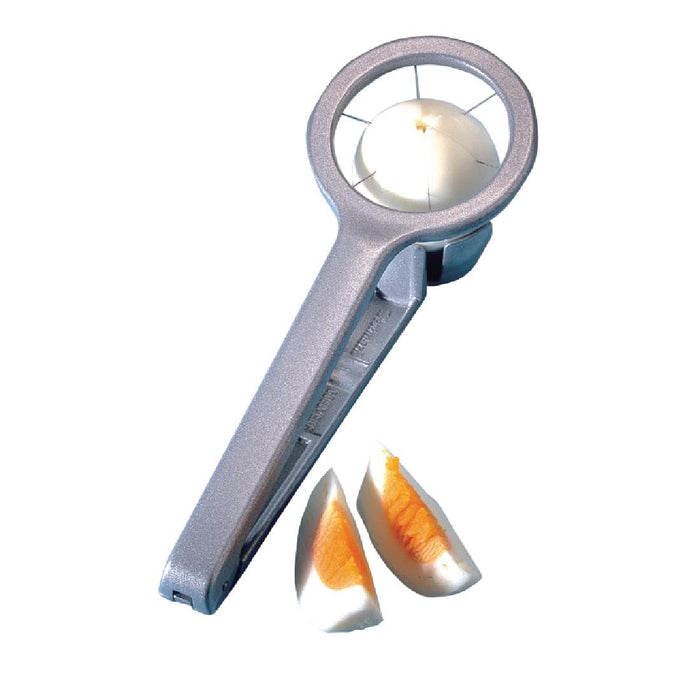 Aluminium. Divides eggs into 6 equal parts