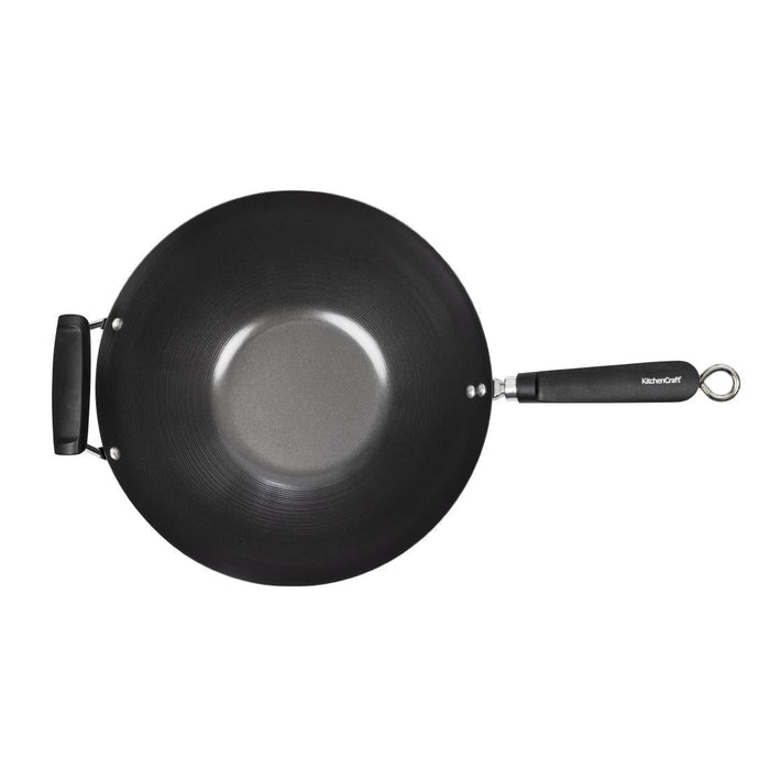 Kitchen Craft Non Stick Flat Base Wok 356mm Kitchen Craft