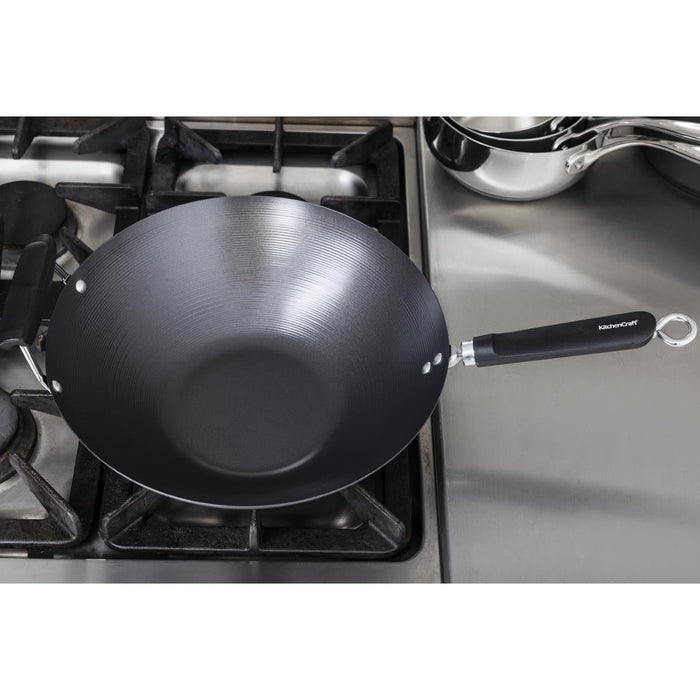 Kitchen Craft Non Stick Flat Base Wok 356mm Kitchen Craft