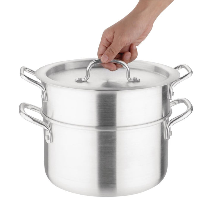 Vogue Aluminium Double Boiler Pan With Lid 24cm Vogue