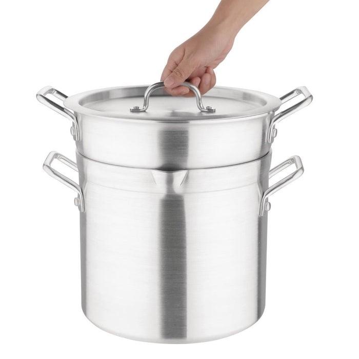 Vogue Aluminium Double Boiler Pan With Lid 28cm Vogue