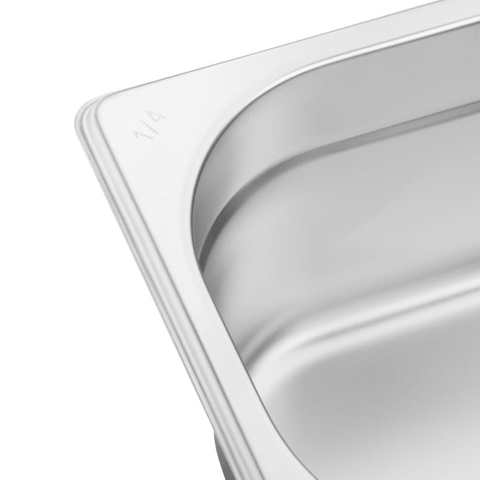 Vogue Stainless Steel 1/4 Gastronorm Tray 100mm Vogue