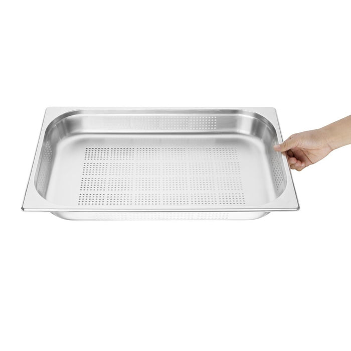 Vogue Stainless Steel Perforated 1/1 Gastronorm Tray 65mm Vogue