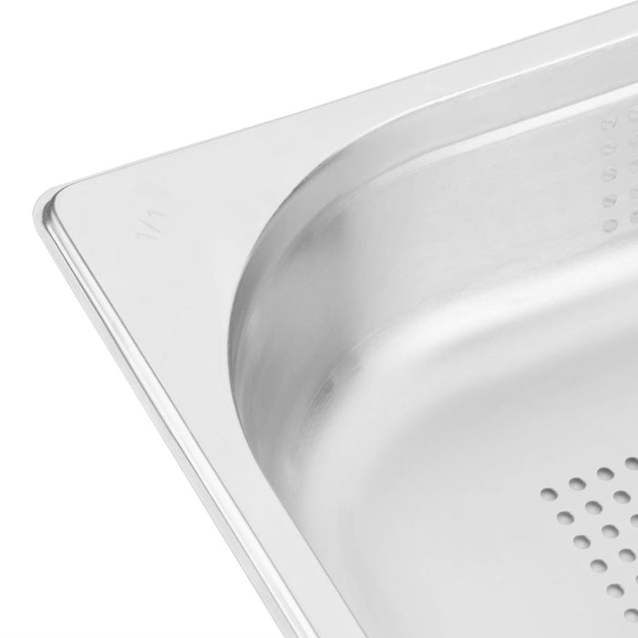 Vogue Stainless Steel Perforated 1/1 Gastronorm Tray 65mm Vogue