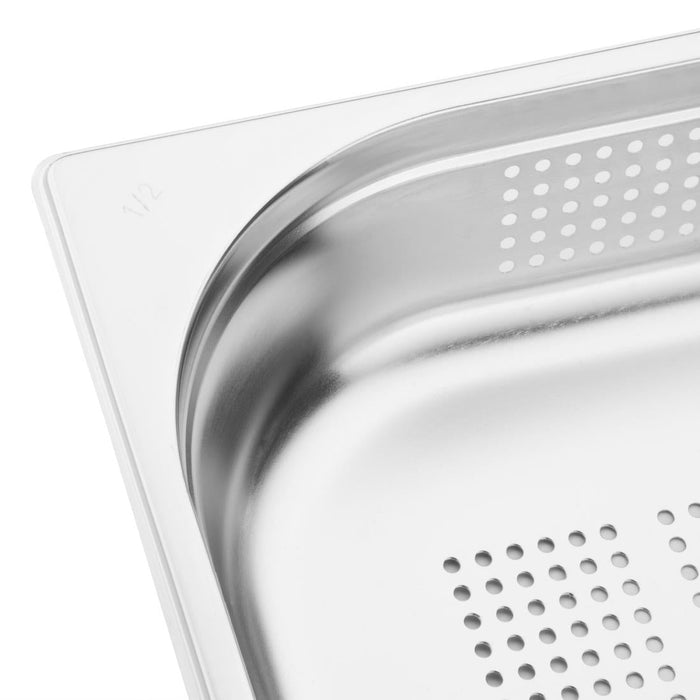 Vogue Stainless Steel Perforated 1/2 Gastronorm Tray 65mm Vogue