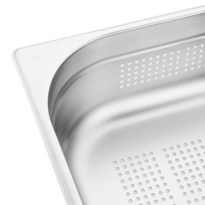 Vogue Stainless Steel Perforated 1/2 Gastronorm Tray 100mm Vogue