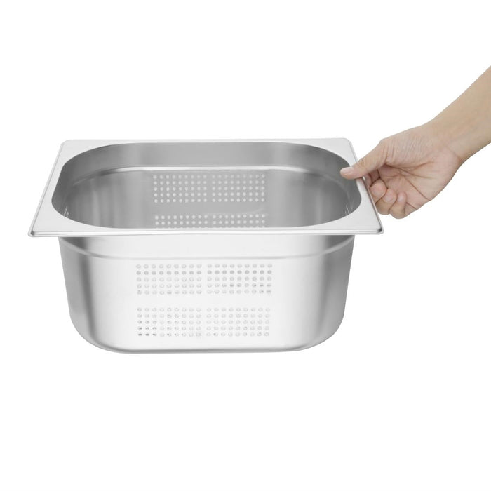 Vogue Stainless Steel Perforated 1/2 Gastronorm Tray 150mm Vogue