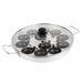 Size: 350(Ø)mm. Capacity: 12 Eggs. Material: Aluminium