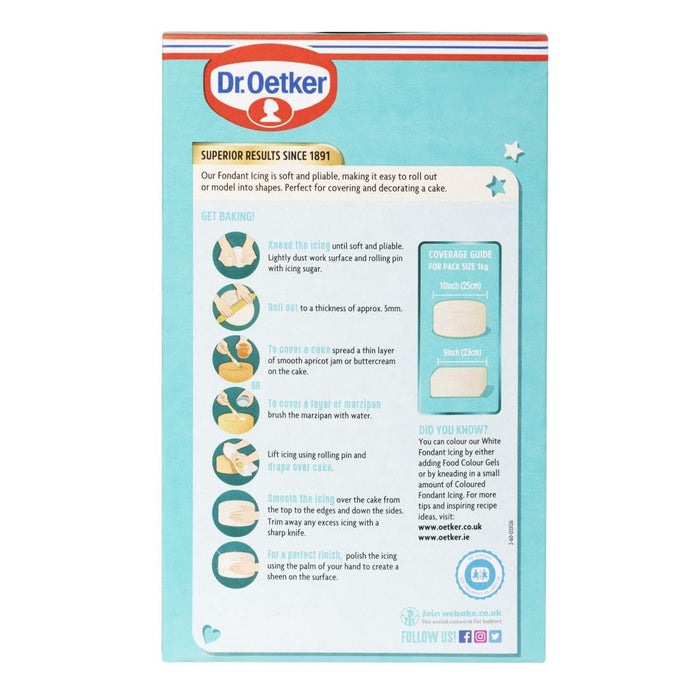 Dr. Oetker Soft Fondant White Icing Ready to Roll 1kg Dr Oetker