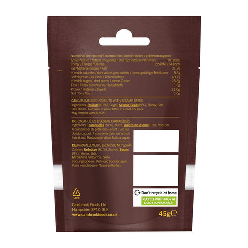 Cambrook Caramelised Sesame Peanuts Snack Pack 45g (12 Pack) Cambrook
