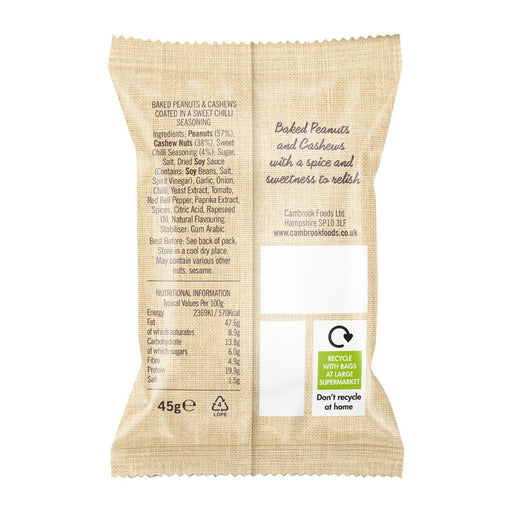 Cambrook Baked Sweet Chilli Peanuts & Cashews Snack Pack 45g (24 Pack) Cambrook