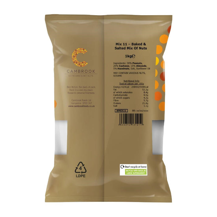 Cambrook Baked & Salted Nuts Mix Bulk Pack 1kg Cambrook