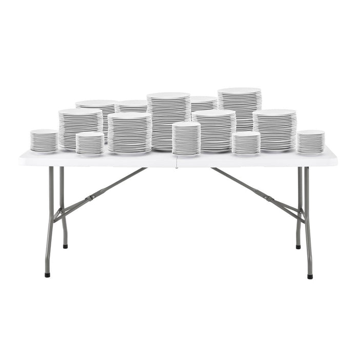 Bolero Rectangular Centre Folding Table 6ft White Bolero