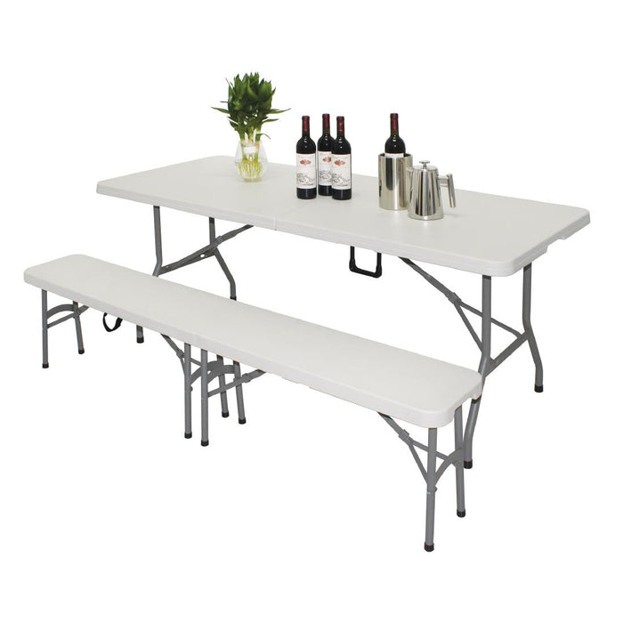 Bolero Rectangular Centre Folding Table 6ft White Bolero