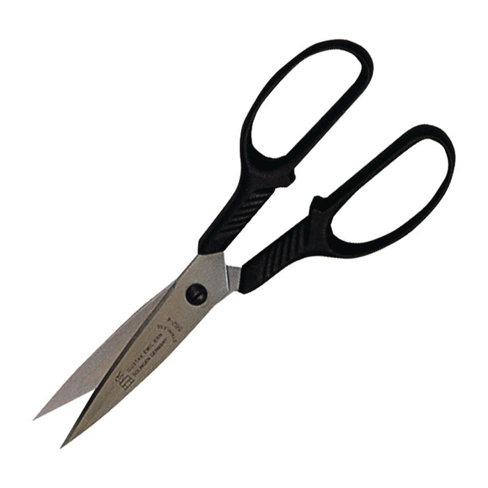 Length: 203mm. Stainless steel blades with plastic handles.