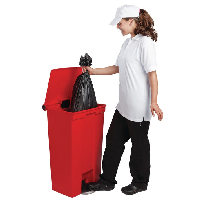 Rubbermaid Step-On Pedal Bin Red 87Ltr Slim Jim