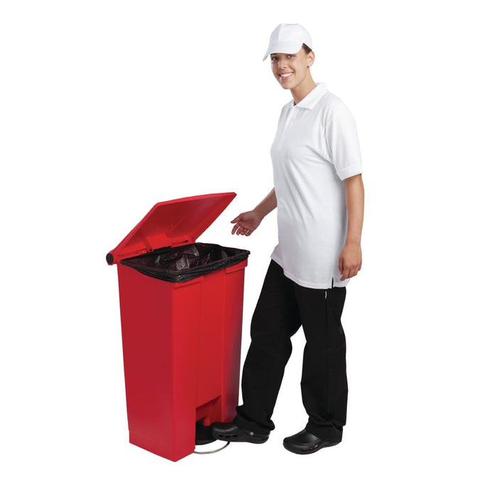 Rubbermaid Step-On Pedal Bin Red 87Ltr Slim Jim