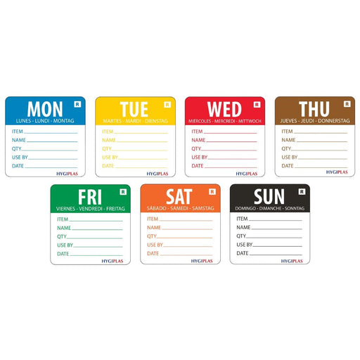 7 x 500 Mon-Sun labels. Total: 3500
