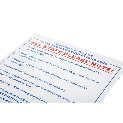 Vogue Food Safety Act 2006 Guidance Sign Vogue