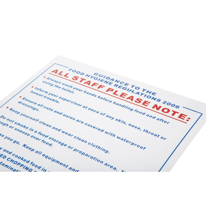 Vogue Food Safety Act 2006 Guidance Sign Vogue