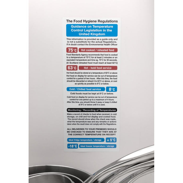 Vogue 2006 Food Act Cook Chill Guidelines Sign Vogue