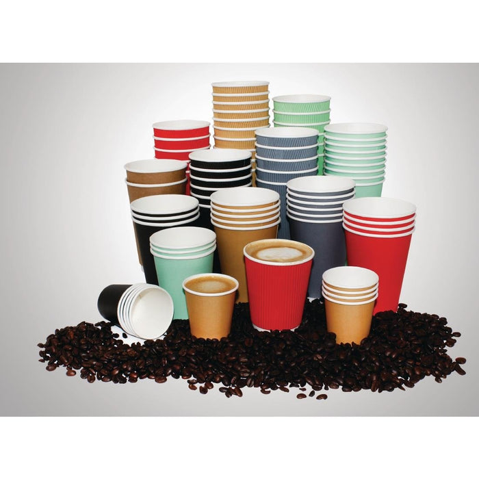 Fiesta Recyclable Single Wall Takeaway Coffee Cups Red 225ml / 8oz (50 Pack) Fiesta Recyclable
