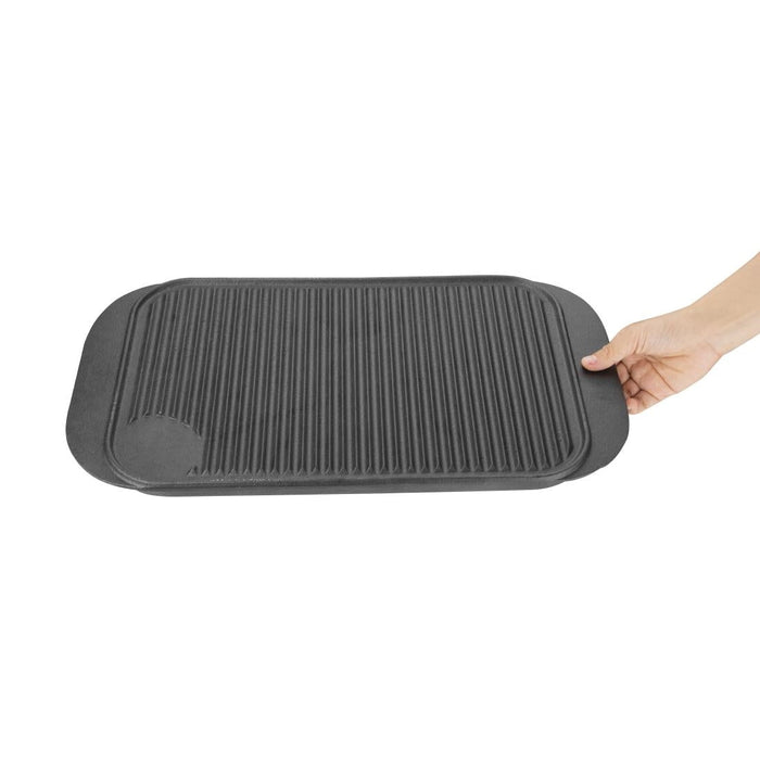Vogue Reversible Cast Iron Double Griddle Pan 26cm Vogue
