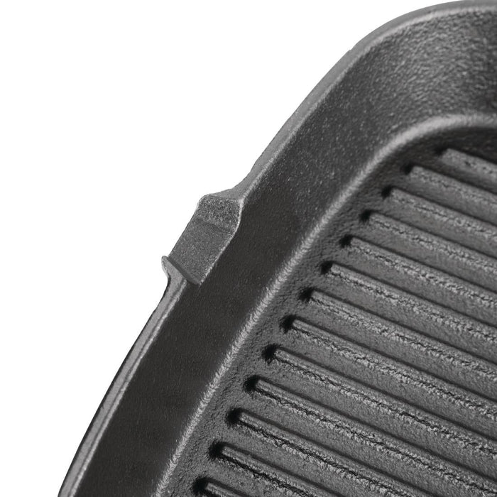 Vogue Square Cast Iron Ribbed Skillet Pan 24cm Vogue