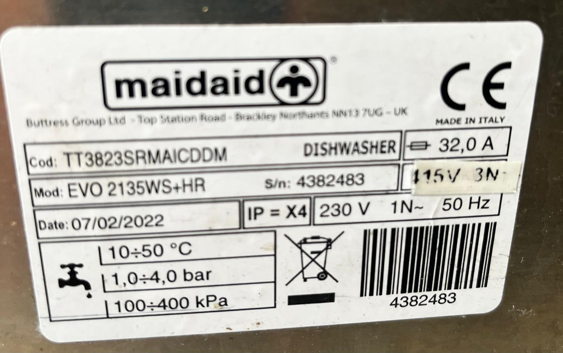 Maidaid Evolution Pass Through EVO2135WSHR Dishwasher-Refurbished Canmac Refurbished