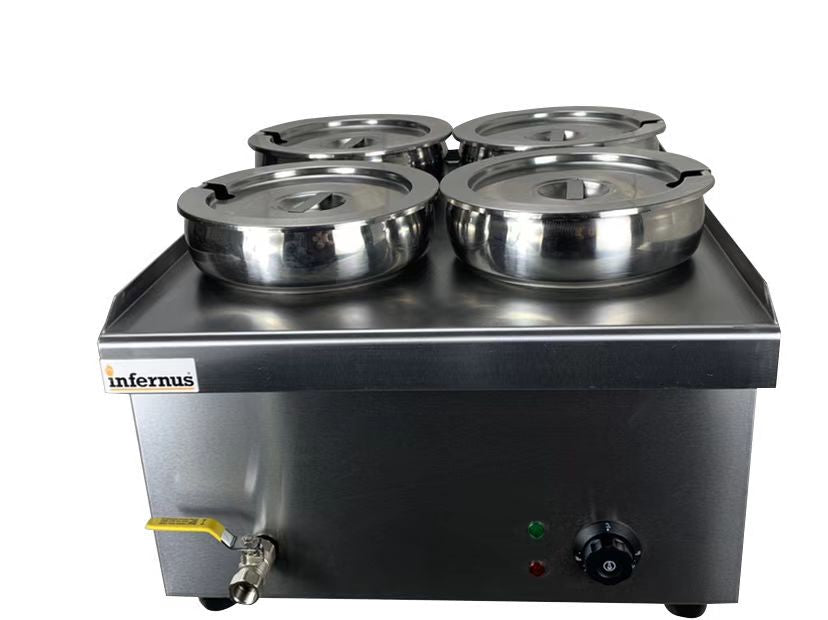 Infernus Electric Round Pot Bain Marie – 4 x 7L Pot