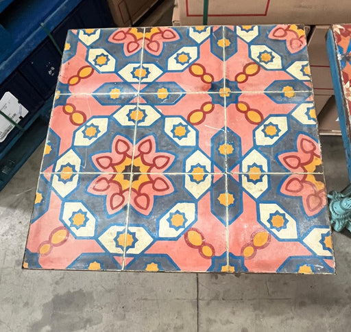 Handmade Colorful Ceramic Tile Table – 60x60 cm Retro Decorative Design-Used Canmac Refurbished