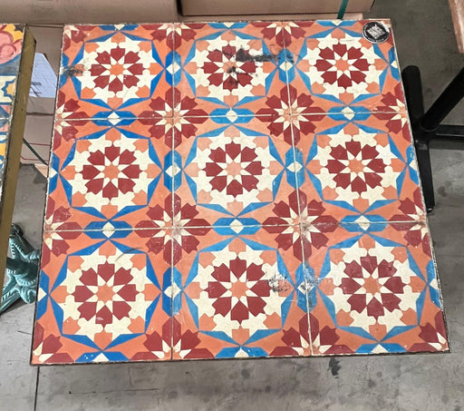 Handmade Colorful Ceramic Tile Table – 60x60 cm Retro Decorative Design-Used Canmac Refurbished